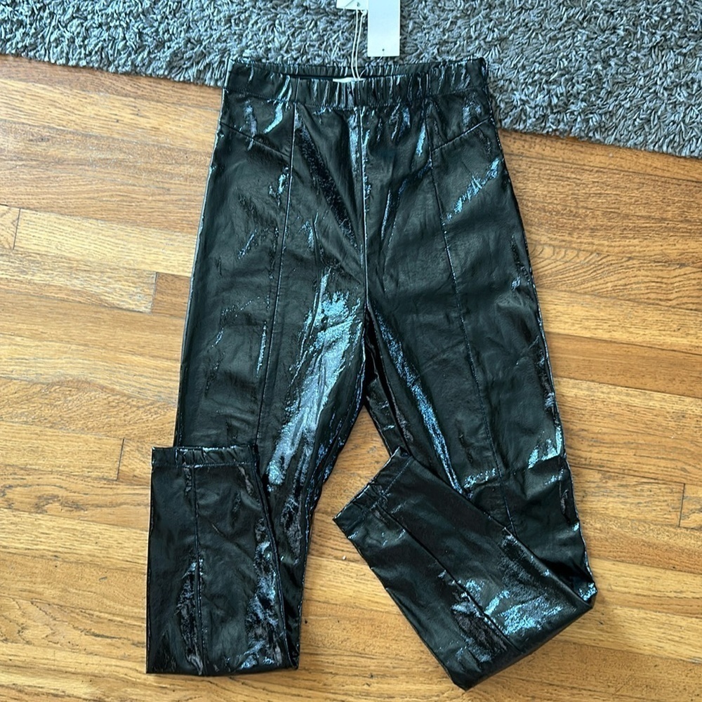 NWT Good American Black Disco Pant Faux Leather Size 1